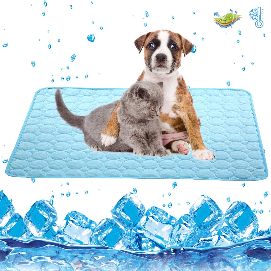 KUTKUT Pet Cooling Mats Washable, Reusable & Breathable Ice Silk Pet Self Cooling Blanket | Non-Toxic Pet Sleeping Pad Blanket for Pet Beds Kennels Couches Sofa Floors Car Seats-kutkutstyle